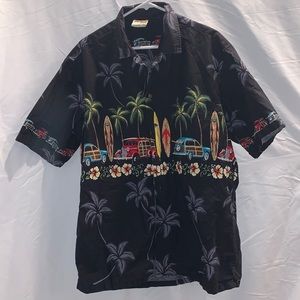 Vintage Black Hawaiian-style Shirt